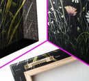 Meadow Flowers, Black Background, Framed Canvas Print, Floral Study Watercolor Painting