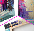 Pop Art Winter Scene, Framed Canvas Print, Landscape Painting, Framed Art, Graffiti Art, Calming Landscape Painting