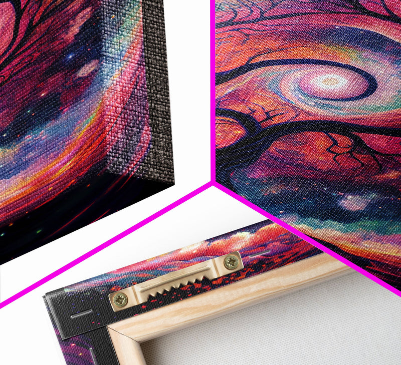 Whimsical and Mysterious Art, Framed Canvas Print, Wisteria Tree, Psychedelic / Trippy Painting