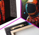 Psychedelic Astronaut Holding Balloons in Space, Framed Canvas Print, Crypto Art, To The Moon