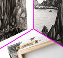 Pencil Sketch River Wall Art Print, Nature, Water, Black And White, Wall Decor, Large Canvas Art Print, Panoramic, Wall Art, Canvas Print