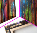 Abstract Forest Art, Woods Wall Art, Forest Art Print, Sparklers, Stars, Colorful Canvas Print, Panoramic, Wall Art, Canvas Print