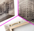 NYC Flat Iron, New York City Art, Framed Canvas Print, Charcoal Drawing, Original Art, Wall Decor, Black And White Art