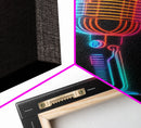 Neon Lights Retro Microphone Wall Art, Vibrant Art, Music Room Wall Art, Minimalist Print, Wall Decor, Canvas Print, Wall Art, Framed Canvas