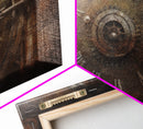 Clock Wall Decor, Steampunk Wall Art, Brown Grunge Wall Art, Panoramic Wall Decor, Canvas Print, Wall Art, Framed Canvas Art