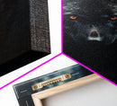 Red Eyed Wolf Print, Black Wolf On The Hunt, Framed Canvas Art