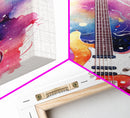Electric Guitar Wall Art, Rock N Roll Decor, Graffiti Art, Splatter Art, Musician Gift Custom Guitar Art