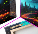 Luminescent magical forest canvas print, glowing trail though the trees, fantasy art