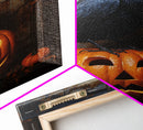 Macabre Crow Atop A Jack O Lantern, Framed Canvas Print, Halloween Decor, Raven Painting, Victorian Oil Painting Print, Macabre Horror Print
