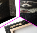 Fancy Victorian Lady Racoon, Framed Canvas Print Or Canvas, Victorian Animal Print Oil Painting, Funny Halloween Decor