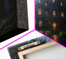 The Haunted House, Spooky Halloween Art, Haunted Victorian Mansion Framed Canvas Print, Horror Prints