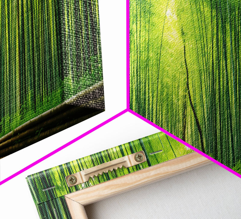 Beautiful Photographic Panoramic of Arashiyama Bamboo Grove Kyoto Japan, Framed Canvas Print, Landscape Photography, Landmark Art