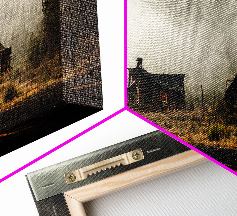 Abandoned Ghost Town, Wild America, 3 Piece Wall Art, Ready To Hang Canvas Print, Cool Living Room Wall Art Decor