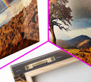 Landscape Wall Art, Vintage Art, Framed Canvas Print, Rainbow Over The Prairie Photography Print, Panoramic Style Extra Large Art