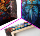 Angel, Fantasy Artwork Canvas Print, Wall Hanging, Portrait Art, Stained Glass Art, Mystical Wall Art, Tiny House Decor, Gift For Women