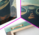 The Spy, Atomic Age Binoculars, Framed Canvas Print, Vaporwave Photography Print, Retro / Minimalist Wall Art