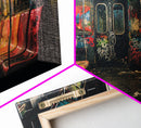 Graffiti Art On A Subway Train, Framed Canvas Print, Urban Decay, NYC 1970s, Graffiti Wall Art, Street Art, Pop Art Print, Industrial Art