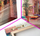 The Mall Before Opening On A Saturday Morning, Framed Canvas Print, Retro Vaporwave Aesthetic 1980s Vibes Wall Art