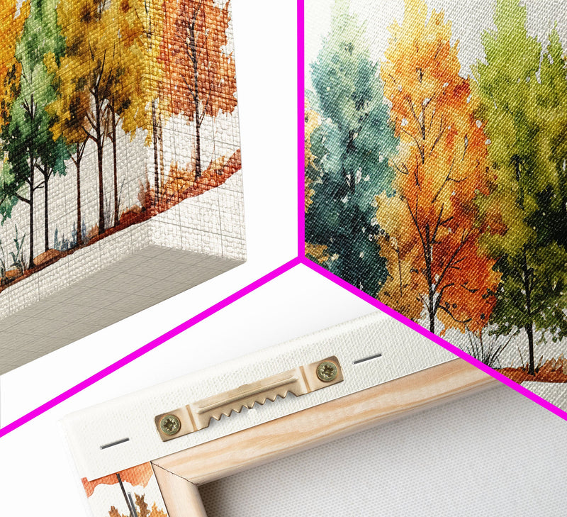 Autumn Decor - The Changing Of The Leaves - Framed Canvas Print - Fall Painting - Fall Centerpiece - Orange Leaves - Rustic Farmhouse Decor