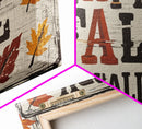 Happy Fall Y'all Typography Art, Modern Farmhouse Wall Decor, Dining Room Wall Sign Kitchen Decor Large Framed Canvas Print, Fall Wall Art
