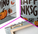 Happy Thanksgiving! Modern Farmhouse Wall Decor, Dining Room Wall Sign Kitchen Decor Large Framed Canvas Print, Fall Wall Art, Thankful