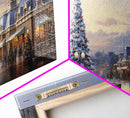 Christmas Decor Handmade, Framed Canvas Print, Beautiful Winter Wonderland Christmas Village, Christmas Tree Art