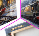 The Christmas Train Oil Painting Framed Canvas Print - Christmas Decor - Handmade Christmas Gift - Christmas Decoration Home Decor Wall Art