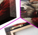 Santa Claus and his Alaskan Malamute, Christmas Wall Art, Dog Gift, Christmas Dog, Winter Wall Art, Santa Decor, Santa Art Print