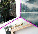 Ready To Hang Panoramic Foggy Pine Forest Canvas Wall Art, Nature Wall Art, Misty Green Forest Print, Modern Home Decor, Ready To Hang Art