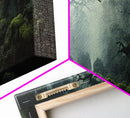 In The Forest - Ready To Hang Panoramic Foggy Pine Forest Canvas Wall Art, Nature Wall Art, Misty Green Forest Print, Modern Home Decor