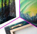 Aurora Borealis, Framed Canvas Print, Beautiful Alaskan Winter Landscape Painting, Moody Art, Unique Wall Art