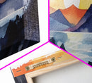 Midcentury Modern Watercolor Painting of a Mountain Sunset, Large Canvas Print, Mountain Artwork, Guest Room Art, Mountain Print, Panoramic