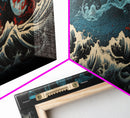 Hokusai Inspired Wall Art, Framed Canvas Print, Japanese Inspired Wall Art, Gift For Him, Minimalist Art, Wall Decor