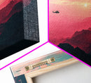 Fire Response - Blackhawk Helicopter Over The Mountains - Southern California - Framed Canvas Print, Synthwave Style Military Art