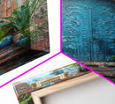 Change324 Mexican Wall Art, Framed Canvas Print, Old Town Mexico Architecture Wall Art, Framed Art
