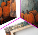 Cute Cowgirl In A Pumpkin Patch, Framed Canvas Print, Fall / Thanksgiving Decor, minimalist seasonal art for autumn or Christmas decor