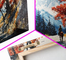 Cowboy Riding In Winter Snow Framed Canvas Print Tall Art Winter Landscape Rustic Christmas Decor Western Home Wall Art Mountain Gift Idea