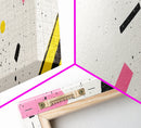 Retro Vaporwave Art, Pink Black and White Geomatric Abstract Art, Oversize Art For Large Living Room, Panoramic Painting