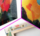 Abstract Flowers Panoramic Painting Print, Oil Painting Wood Framed Canvas Print, Boho Modern Art, Modern Farmhouse Decor