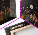 Dark & Moody Wild Flowers Under a Full Moon, Framed Canvas Print, Panoramic Extra Wide Wall Art, Oversized Home Decor