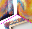 Oil Painting Print of Rainbow Ocean Waves, Retro Farmhouse Beach House Decor, Panoramic Extra Wide Wall Art