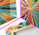 MCM Mid Century Modern Retro Canvas Print Modern Wall Art Narrow Vertical Geometric Home Decor Art in Teal, Coral Yellow