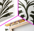 Abstract Botanical Wall Art, Framed Canvas Print, Purple Flowers on White Background