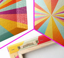 Quill Grey, Saffro Yellow, Rouge and Turquoise Mid Century Modern Wall Art, Star Burst Light Speed Tunnel, Boho Abstract Home Decor