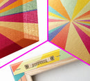 Carmine Pink, Sunglow Yellow, Mint Green and Deep Saffron Mid-Century Modern Abstract Wall Art, Canvas Print, Retro Boho Decor