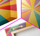 MCM Inspired Wall Art, Fire Engine Red, Slate Green, Storm Grey and Bee Yellow Geometric Framed Canvas Print, Boho Decor