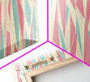 Pastel Mid-Century Modern Art - Retro Geometric Wall Art - Framed Canvas Print - Modern Abstract Painting - Bold Bright Colors