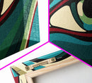 Abstract Painting of a Human Eye Framed Canvas Print, Retro Art Deco Style Art, Eclectic Decor, Kitsch Wall Art