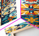 Textile Wall Art, Mexican Tile Canvas Print, Framed Wall Art, Mexicano Style Decor, Chicano Art, Textile Painting Wall Art