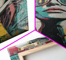 Graffiti Punk Wall Art, Portrait of a Punk Woman Framed Canvas Print